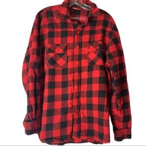 Riflessi red plaid flannel button down shirt